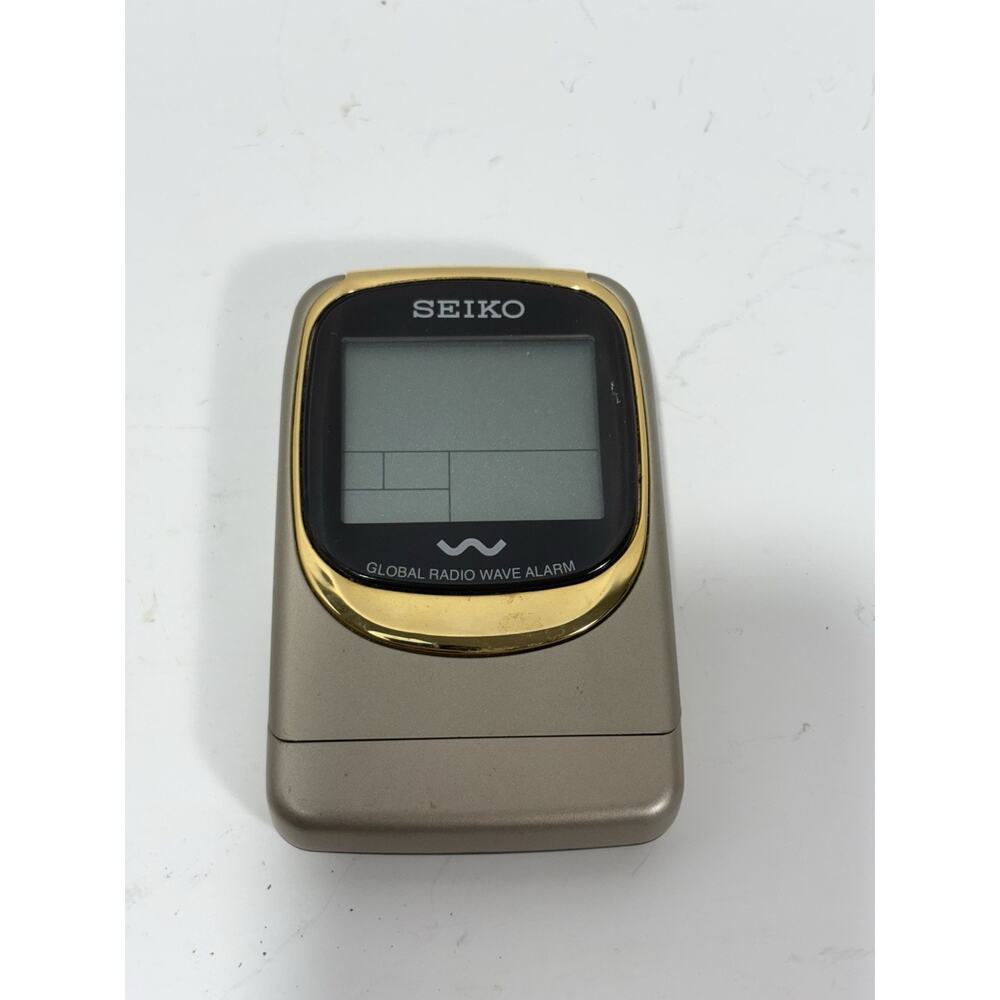 Seiko‎ Digital Travel Alarm Clock Global Radio Wave Control Gold Color